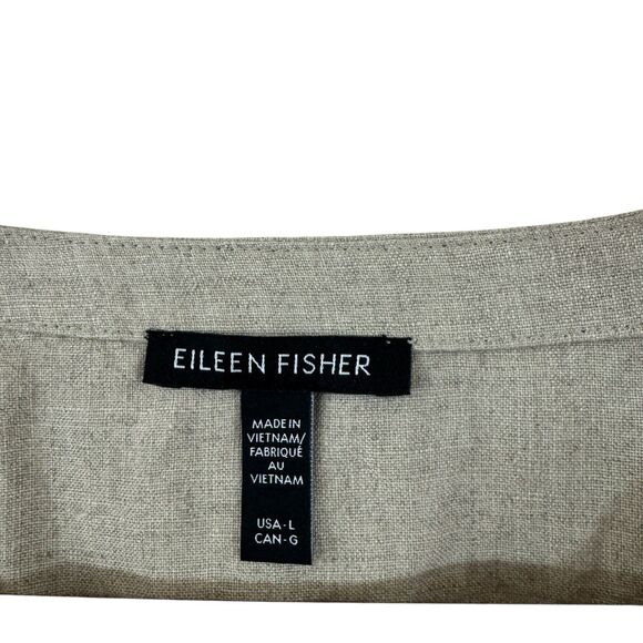 Eileen Fisher Large Organic Linen Button Up Vest Tank Top Brown Tie Back Womens - Picture 3 of 11